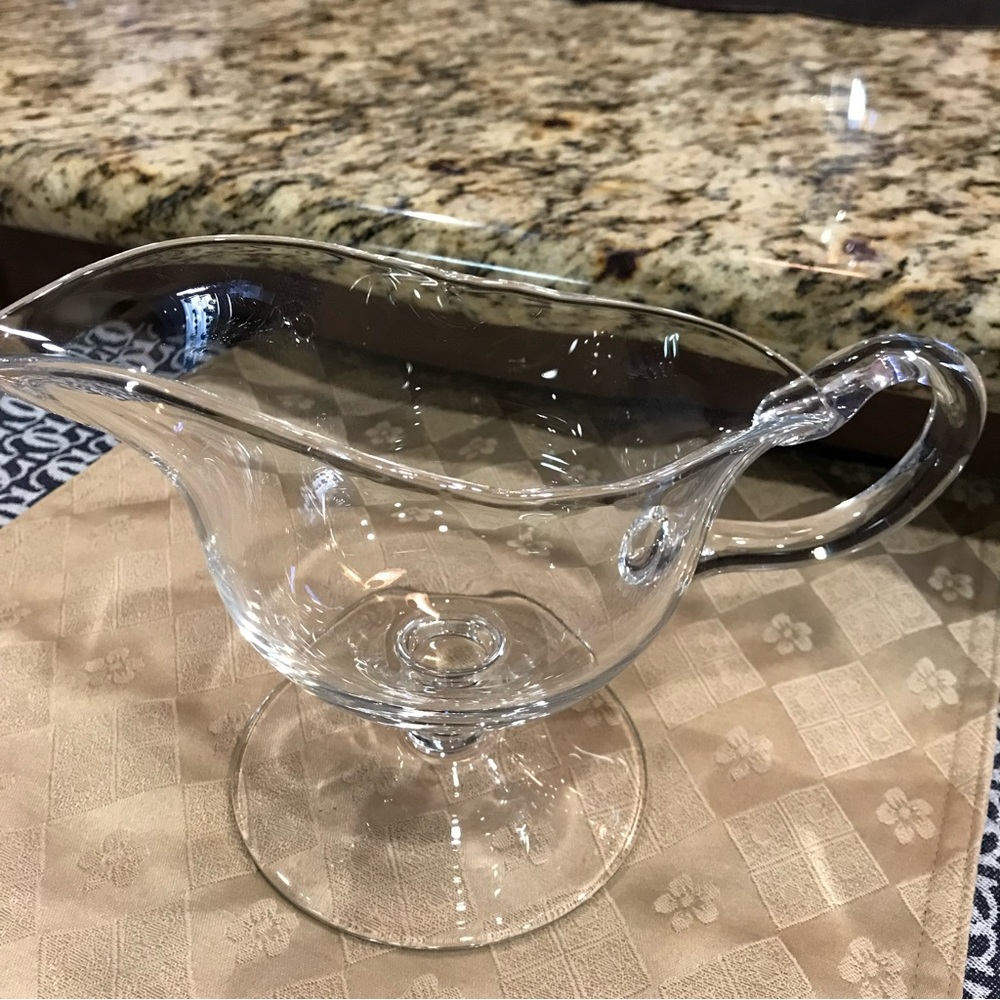 Gorgeous Glass Gravy Syrup Bowl. Timeless Classic.